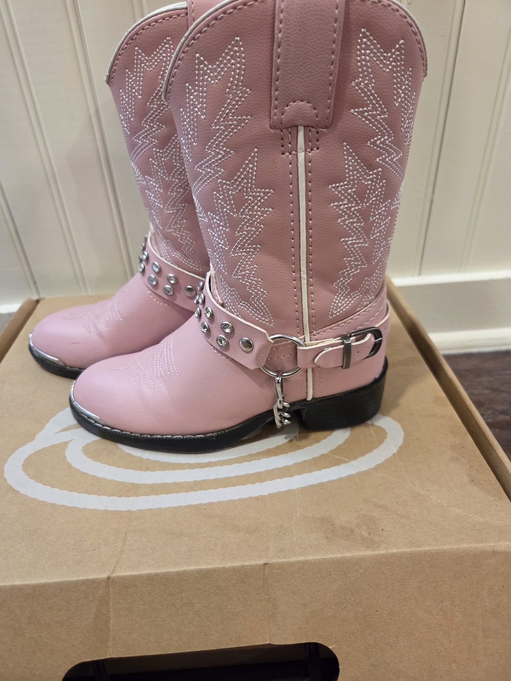 Durango Girls' Pink Western Studded Cowboy Boots, Size 11D - Picture 2 of 5